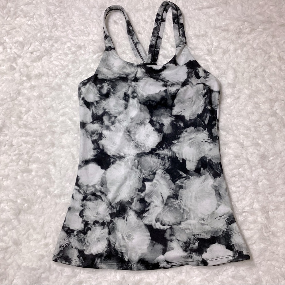 Athleta Floral Print Racerback Tank Top Built In Bra XXS